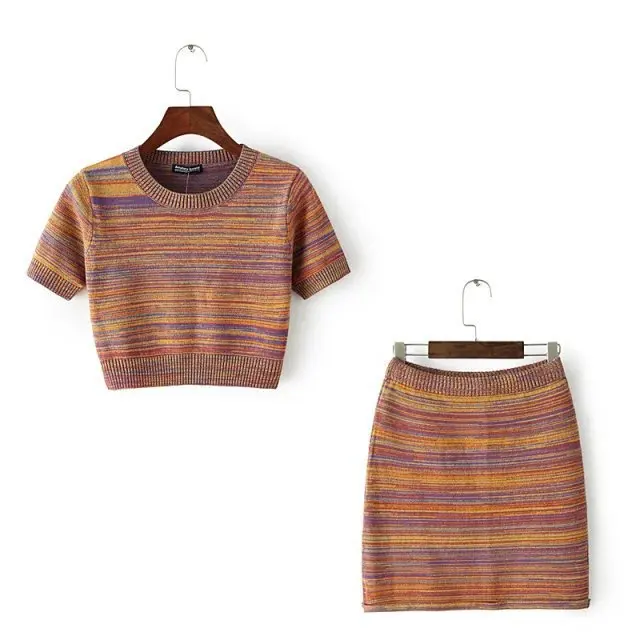 Женский трикотажный комплект из 2 предметов|cropped e saia|piece set womenset women |