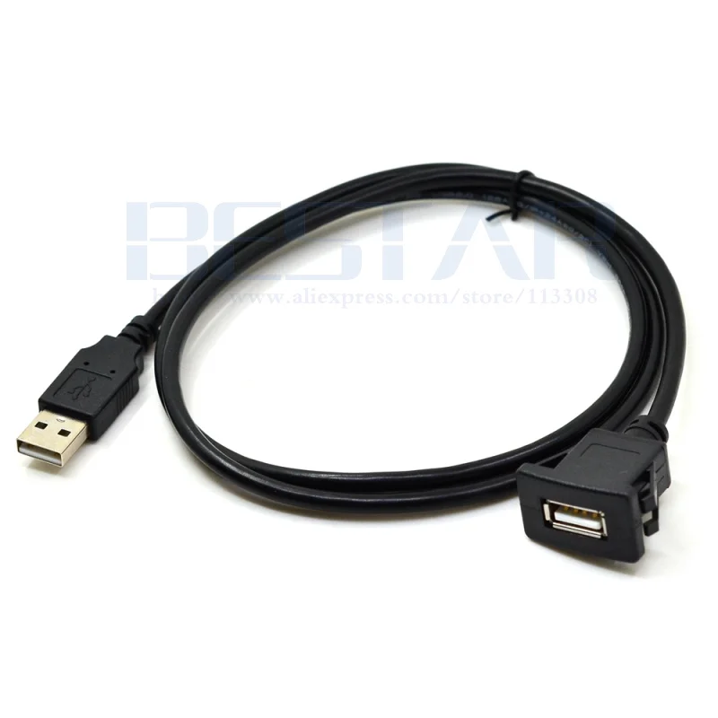 3FT Square Single Port USB 2.0 A Male to Female Flush mounted Socket Extension Panel Cable for Car Motorcycle Dashboard 1m | Электроника