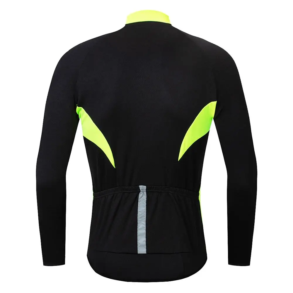 WOSAWE Breathable Mesh Fabric Cycling Jacket Full Zipper Chaqueta Back Pockets Reflective Running Fluorescent Sports Bike Jacket