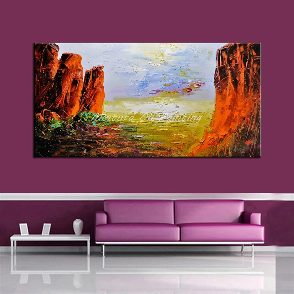 Mintura Art Big Size Hand painted Canvas Oil Painting Palette knife 3D texture acrylic Landcape Wall Picture For Living Room | Дом и сад