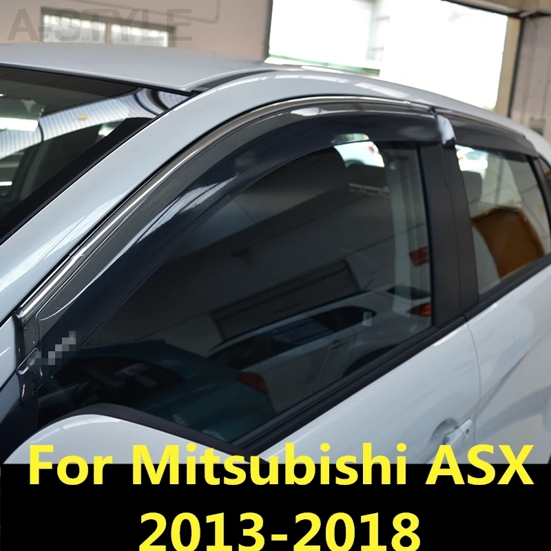 Пластиковый козырек от солнца и дождя для Mitsubishi ASX 2013 2018|Хромирование| |