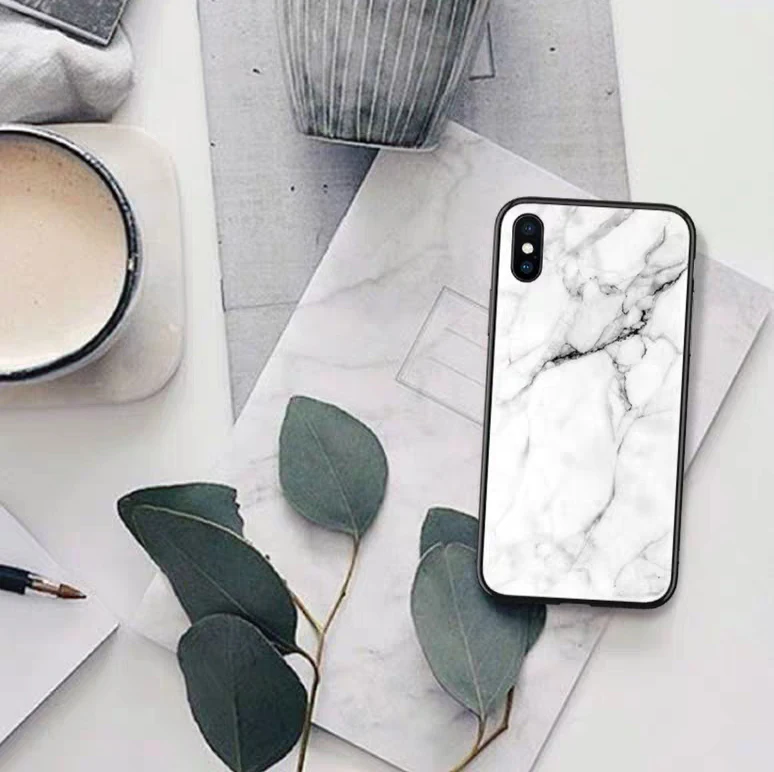 Чехол для Huawei P20 Pro чехол P30 Lite чехлы P20lite p30lite со стеклом и мрамором черный телефона