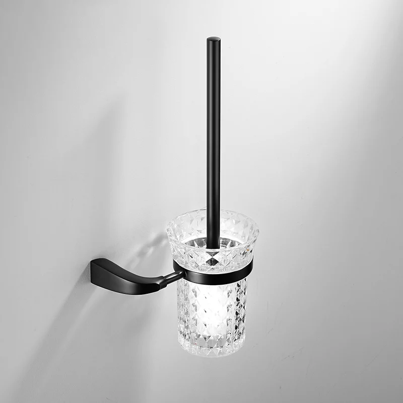 toilet brush only Черный толстый однотонный латунь Ванная комната оборудования Полотенца полка Полотенца бар Бумага держатель ткани крючка Ванная комната стеллаж для выставки товаров - Цвет: toilet brush only