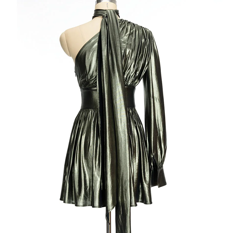 2017 женское сексуальное платье на одно плечо с золотым покрытием A181 | Женская