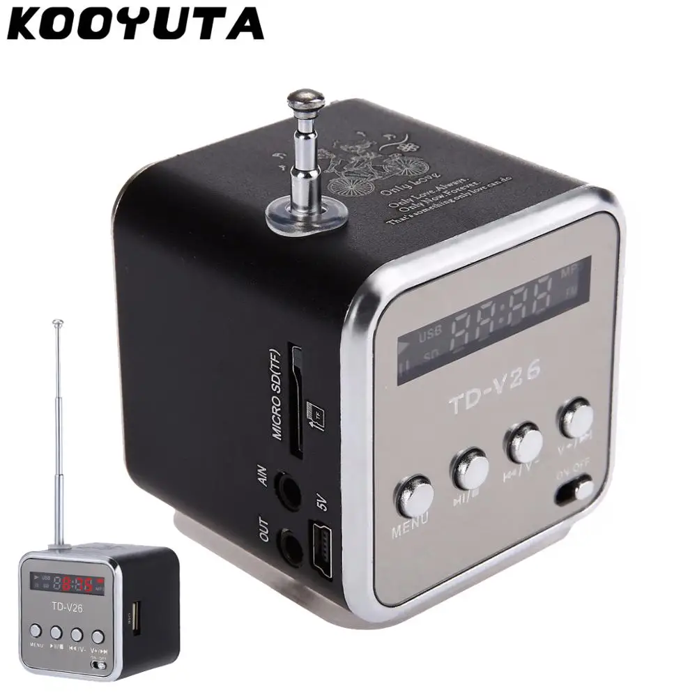 KOOYUTA портативный TD V26 ЖК цифровой fm радио динамик мини приемник с стерео