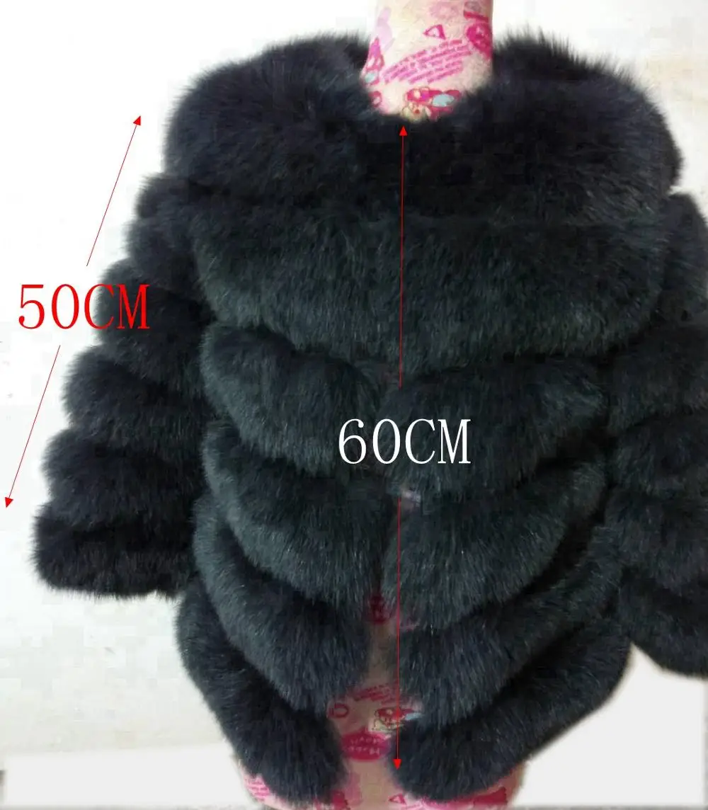 60CM Dark Gray Шуба Женское меховое пальто из натурального Лисьего меха, натуральное зимнее натуральное Женское пальто из лисьего меха с меховым жилетом, пальто для девочек, женские жилеты, пальто с лисьим мехом, DHL - Цвет: 60CM Dark Gray