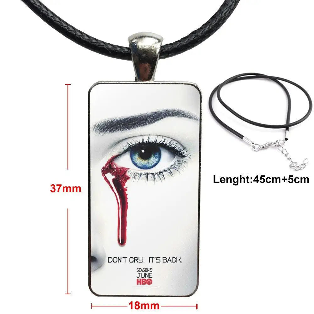 ТВ сериал "Настоящая кровь" постер для женщин модные ювелирные изделия стеклянное кулонное ожерелье ручной работы половина прямоугольника.