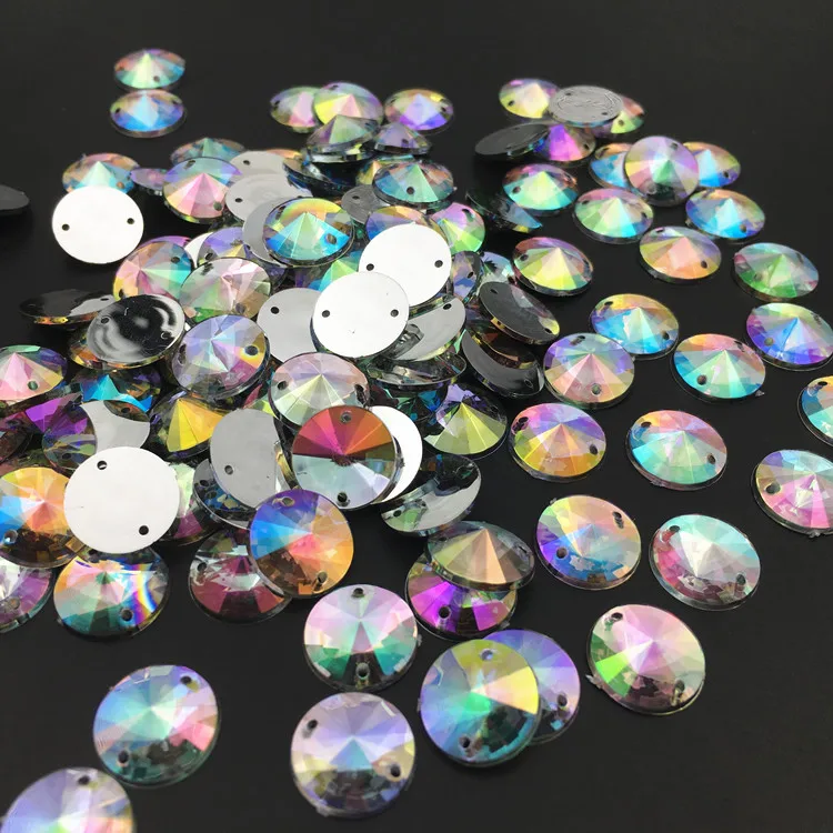 12 мм Rivoli пришить Стразы Кристалл AB круглые акриловые Швейные кристаллы Flatback 2