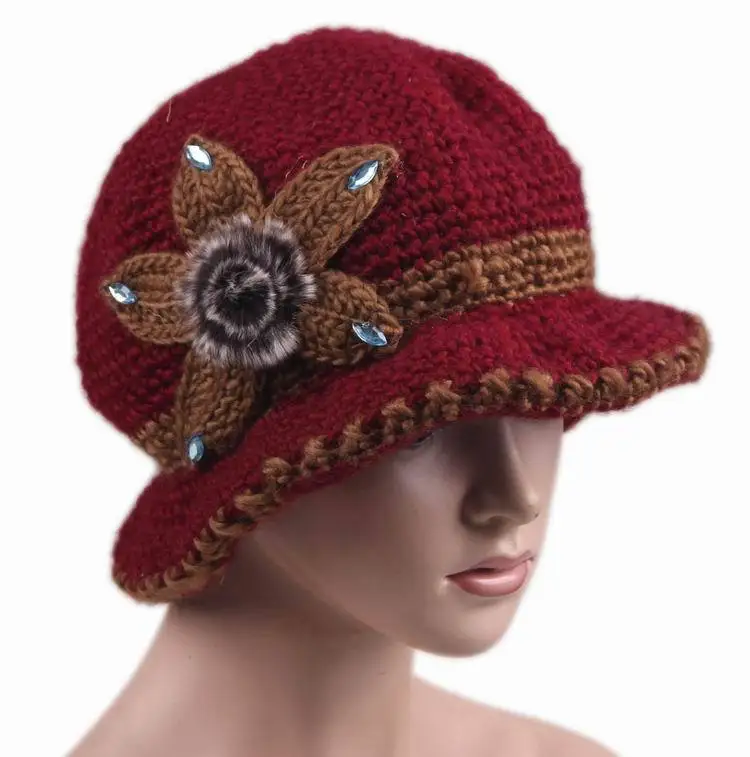 Женское осень и зима шляпы пожилых леди шерстяная ткань мех трикотаж ведро шляпа