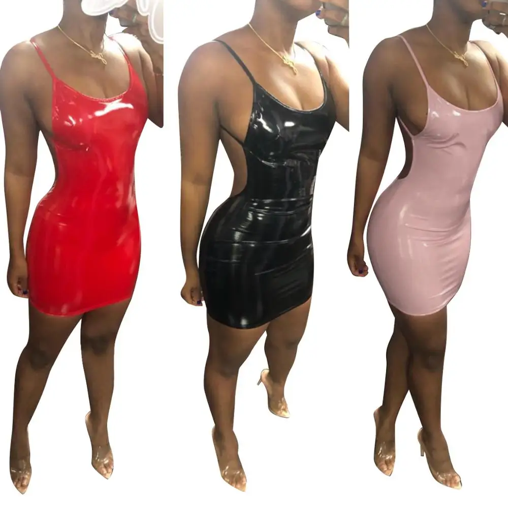 Adogirl Sexy Backless PU Fur Bodycon Mini Dress Women Casual Sleeveless O Neck Summer Skinny Evening Party Dresses Vestido | Женская
