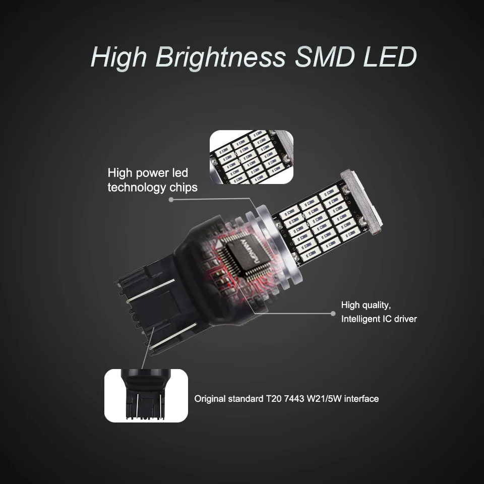 ANMINGPU 2x автомобиль светодиодная сигнальная лампа T20 7443 7440 Led W21W W21/5 Вт WY21W Canbus Авто указателем поворота обратный задние стоп-сигналы 12V