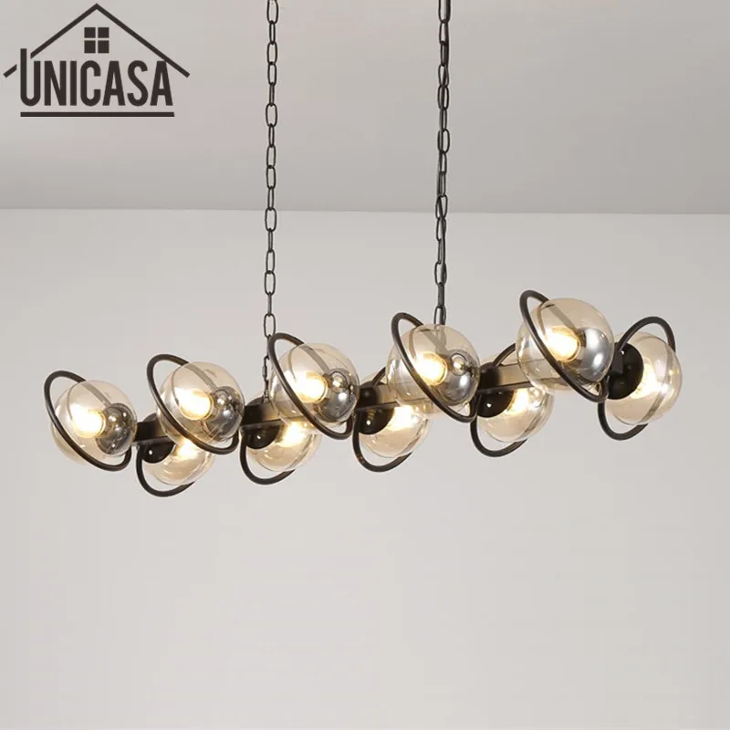 

Modern Ceiling Lamps Amber Kitchen LED Glass Shade Lights Large Pendant Light Metal lamp fixture Bar lights home Lighting