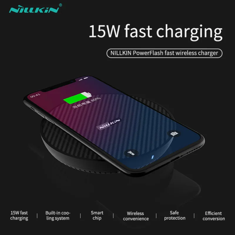 Nillkin PowerFlash Беспроводное зарядное устройство для iPhone XS Max XR X 7 5 W 10W 15W Быстрое Qi Samsung