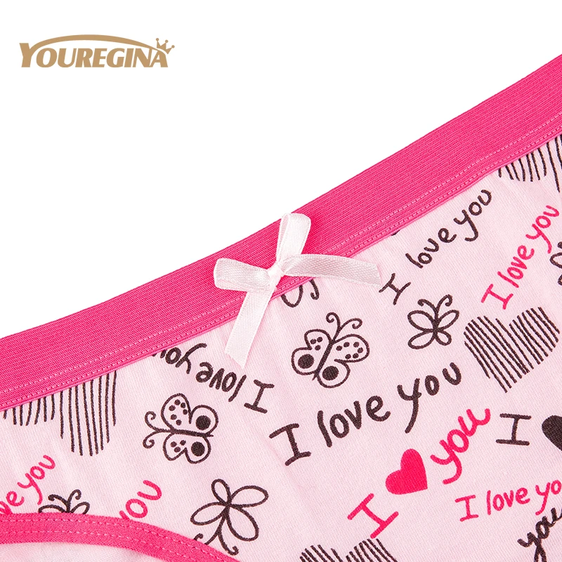 YOUREGINA женское нижнее белье хлопковые сексуальные трусики трусы с принтом I LOVE YOU