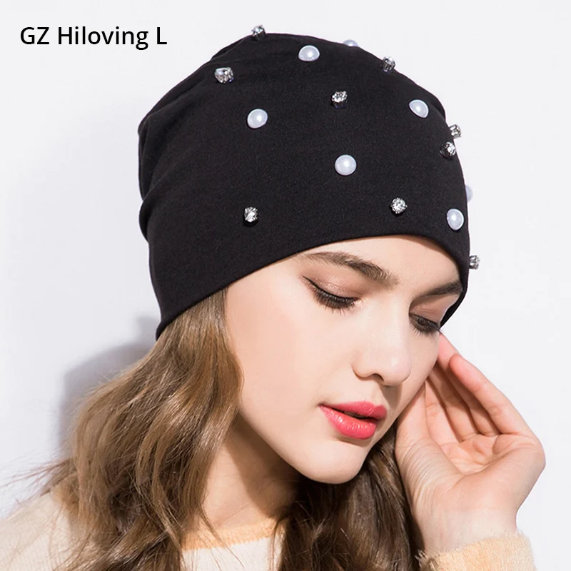 

Шапки GZHILOVINGL, из хлопка, стразы, женские, повседневные, блестящие, со стразами, зимние, вязаные, жемчужная шапка