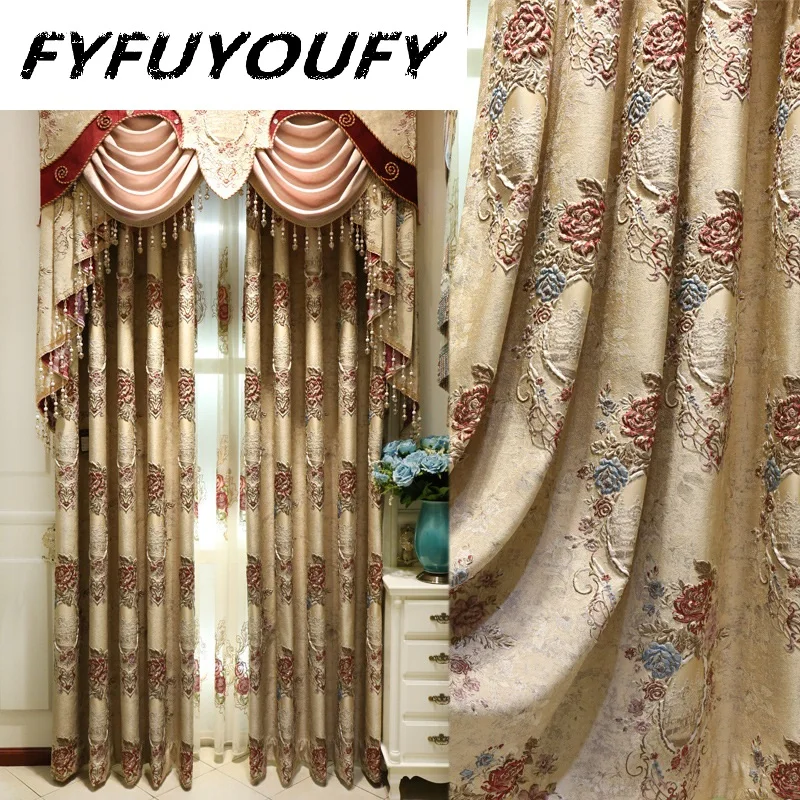 

4D Embossed European luxury Embroidered Blackout Curtains for the Bedroom Roman Curtains for the Kitchen Window Curtains Drapes