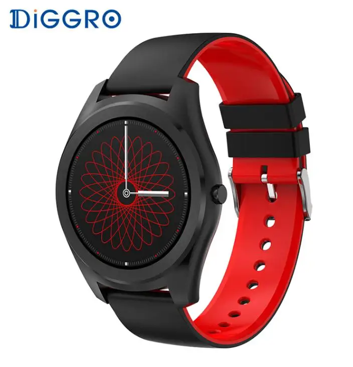 DIGGRO DI03 Смарт-часы Bluetooth IP67 фитнес-трекер для измерения сердечного ритма сообщения напоминание спортивные Смарт-часы для Android IOS на наручные часы - Цвет: black and red
