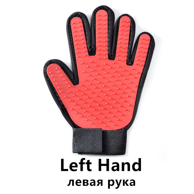 Darkred Left Горячая стрижка кошек и собак щетка перчатка щетка для волос для домашних животных Расческа Щетка для котенка щенка Массажная щетка для мытья Перчатка для животных кошек собак - Цвет: Darkred Left