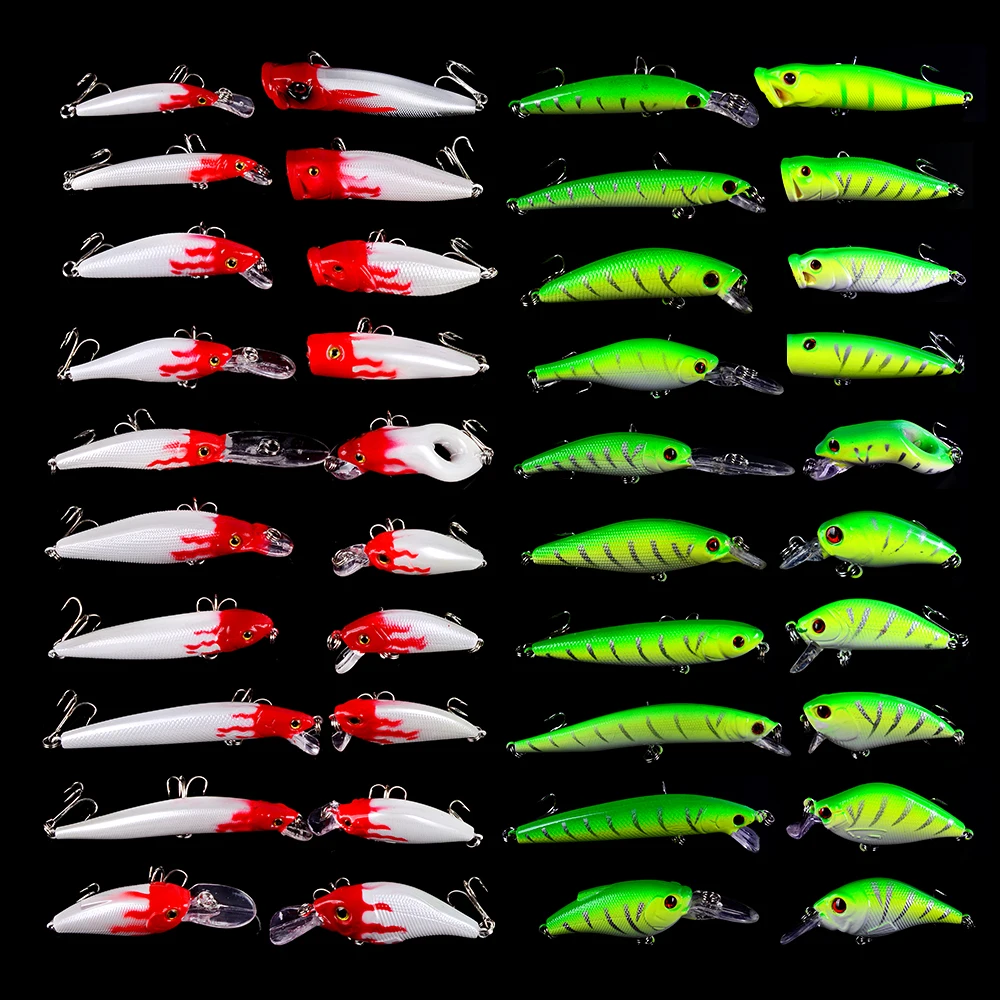 40 шт./лот рыболовную приманку указан Смешанная рыболовные снасти Цвета Minnow Crank