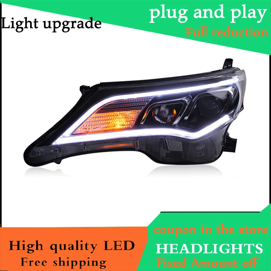 Car styling case for Toyota RAV4 2014-2015 Headlights LED Headlight DRL lens headlamps HID Xenon turnlight running light | Автомобили и