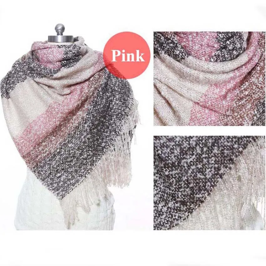 Для женщин теплые зимние шарфы моды длинными пашмины Классический Полосатый