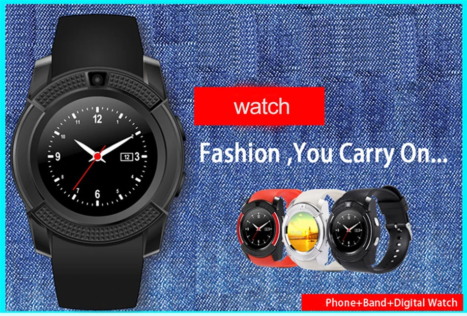 Новинка 2017 1.22 дюймов V8 Bluetooth Smart Watch России WhatsApp Facebook камера музыка синхронизатор