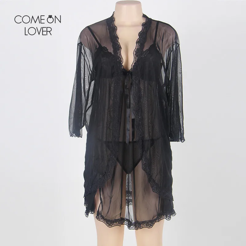 Comeonlover Набор пижамы платье с v-образным вырезом и ночное белье 3 шт. халат
