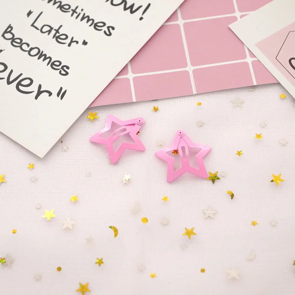 pink 32 мм Металлические детские заколки для волос в форме звезды, заколки для девочек, милые заколки для волос, аксессуары для волос, детский разноцветный яркие заколки для волос - Цвет: pink