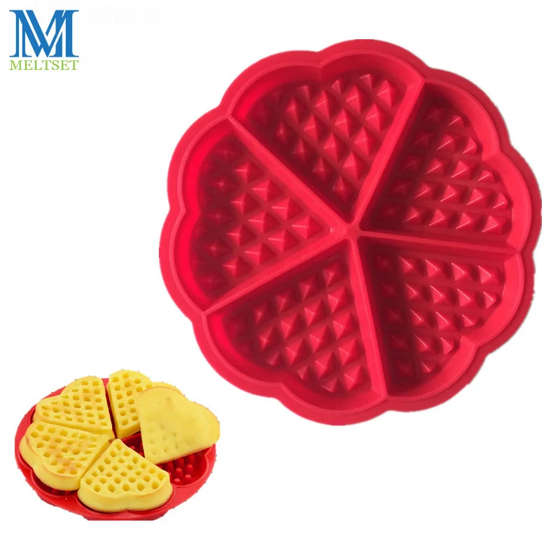 Сердце силиконовая форма для вафель духовка выпечки 5-полость печенья кекса