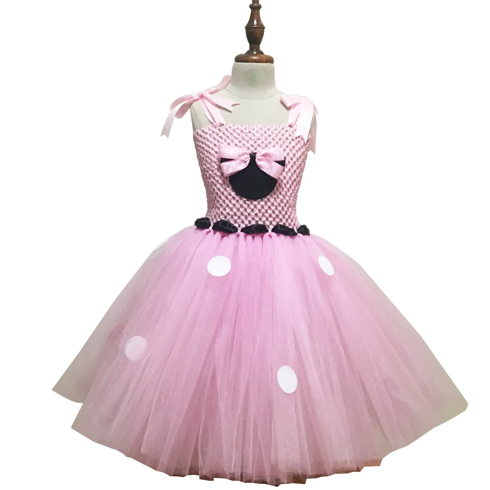 Детское платье пачка в горошек розовое пушистое горошек|Костюмы для девочек| |