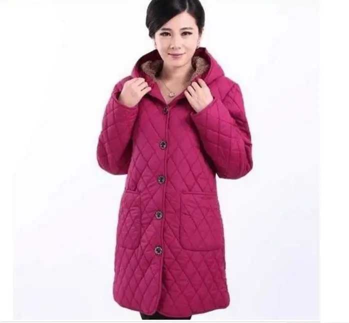 

women basic jackets coat women's wadded jacket the middle-age winter outerwear hooded thickening mother clothing coat 10999