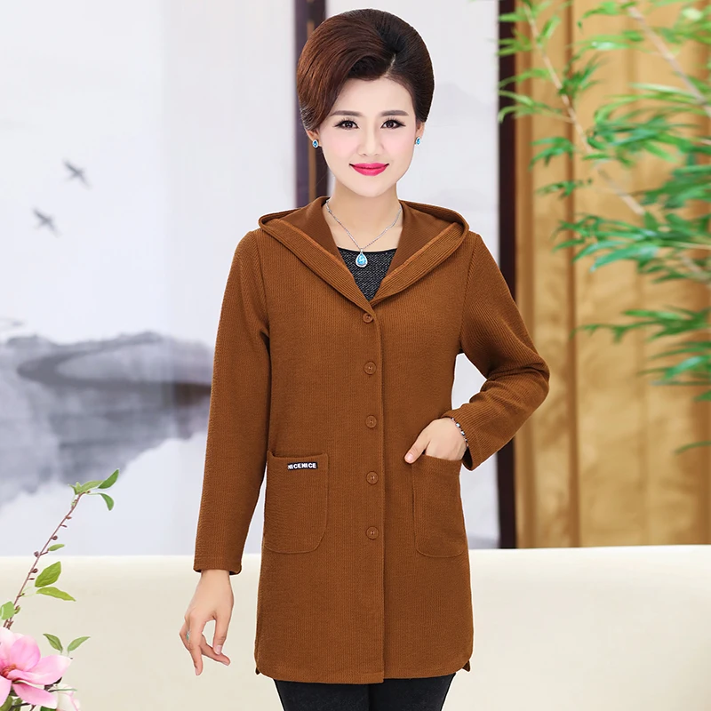 

Осень 2022, Женская куртка с принтом для женщин среднего возраста, пальто с капюшоном и длинным рукавом, модные Базовые Куртки, женская верхня...