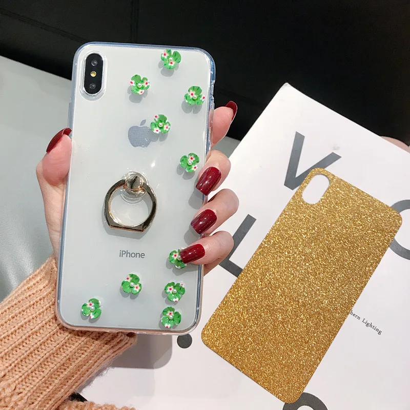 Luxury DIY Handmade Flower Cover for Huawei P8 P9 P10 Lite P20 P30 Pro Bling Glitter Finger Ring Flash powder Case |
