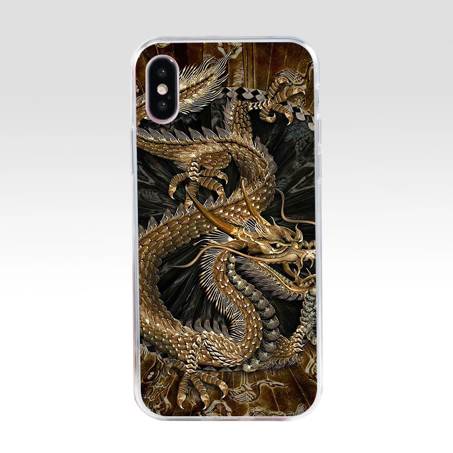 Мягкий Силиконовый ТПУ чехол с китайским драконом 173H для телефона iphone 5 5s se X XR XS