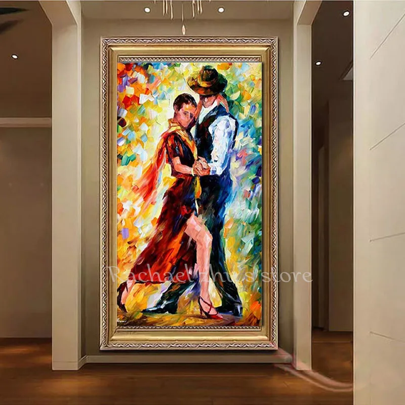 

Hand Painted Abstract Couples Play Tango Oil Paintings On Canvas Palette Knife Art Pictures Wall For Living Room Home Decoration