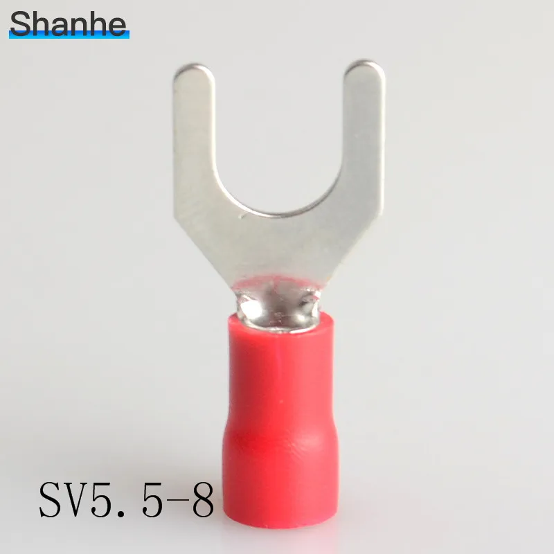 SV5.5-8 терминал кабель провода разъем 20 шт. изолированные Вилка Лопата обжимной разъем терминалы электропроводки - Цвет: Красный