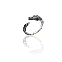 mens punk gothic titanium steel ring fashion retro cool crocodile knight ring womens hip hop animal open ring jewelry anillos
