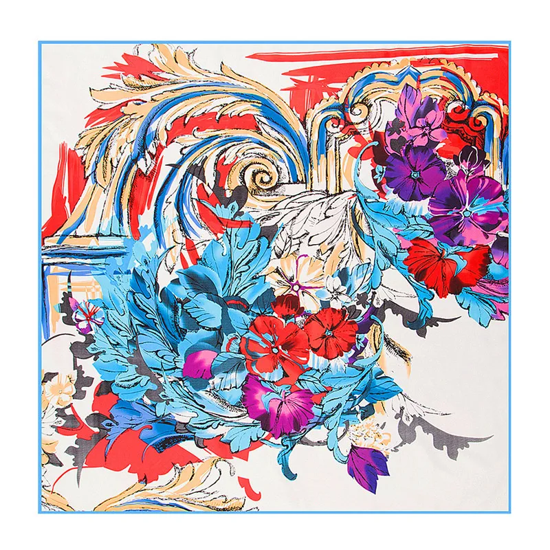 

Платок женский Шелковый квадратный с абстрактным цветочным узором, 100 см [3615]