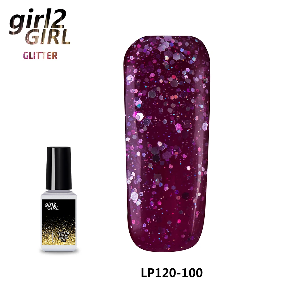 Girl2Girl УФ-гель для маникюра 7 мл бриллиантовый блеск с ультрафиолетовым свечением лак для ногтей с блестками Гель для ногтей замачиваемый Гель-лак набор 5 Новое поступление - Цвет: 100
