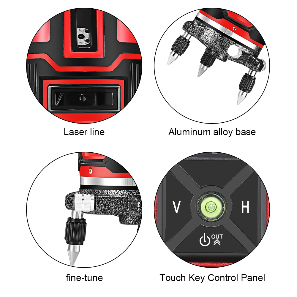 Лазерный уровень самонивелирующийся лазерный 5 лазерных линий 6 точек 360 нм 635