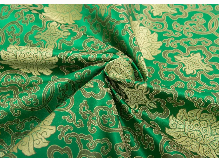 HLQON Green floral style Metallic Jacquard Brocade Fabric 3D jacquard yarn dyed fabric patchwork for Coat Dress Skirt by meter | Дом и сад