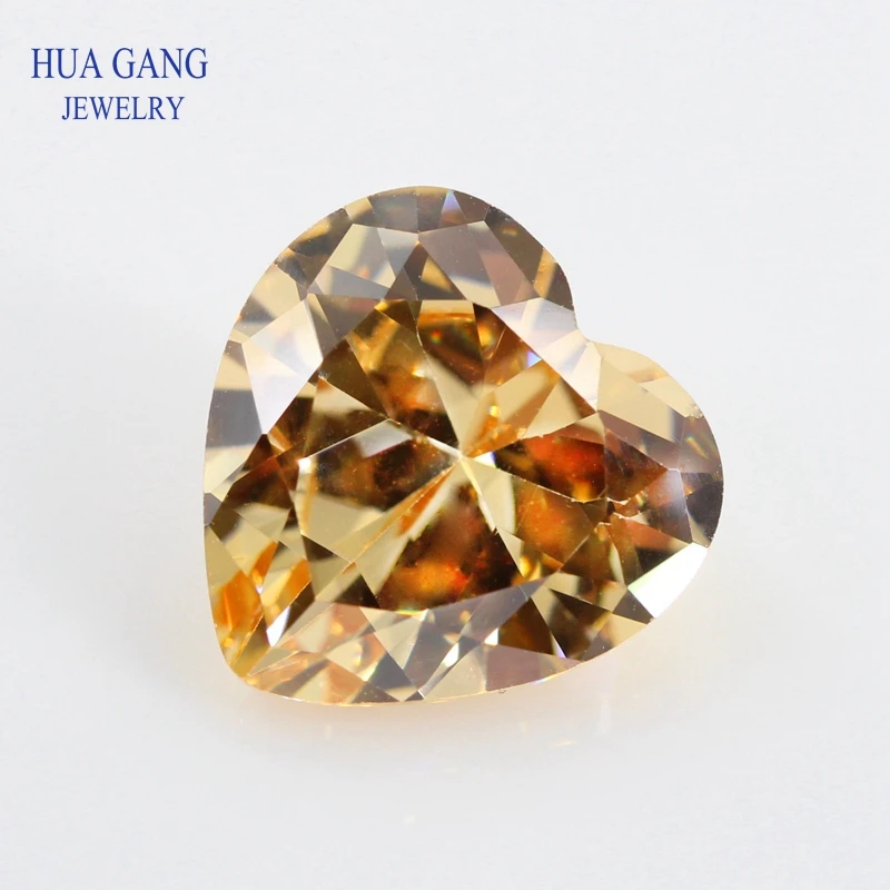 

5A Champagne Heart Shape Cubic Zirconia Brilliant Cut Loose CZ Stone Synthetic Gems Beads For Jewelry 2x2-16x16mm Free Shipping
