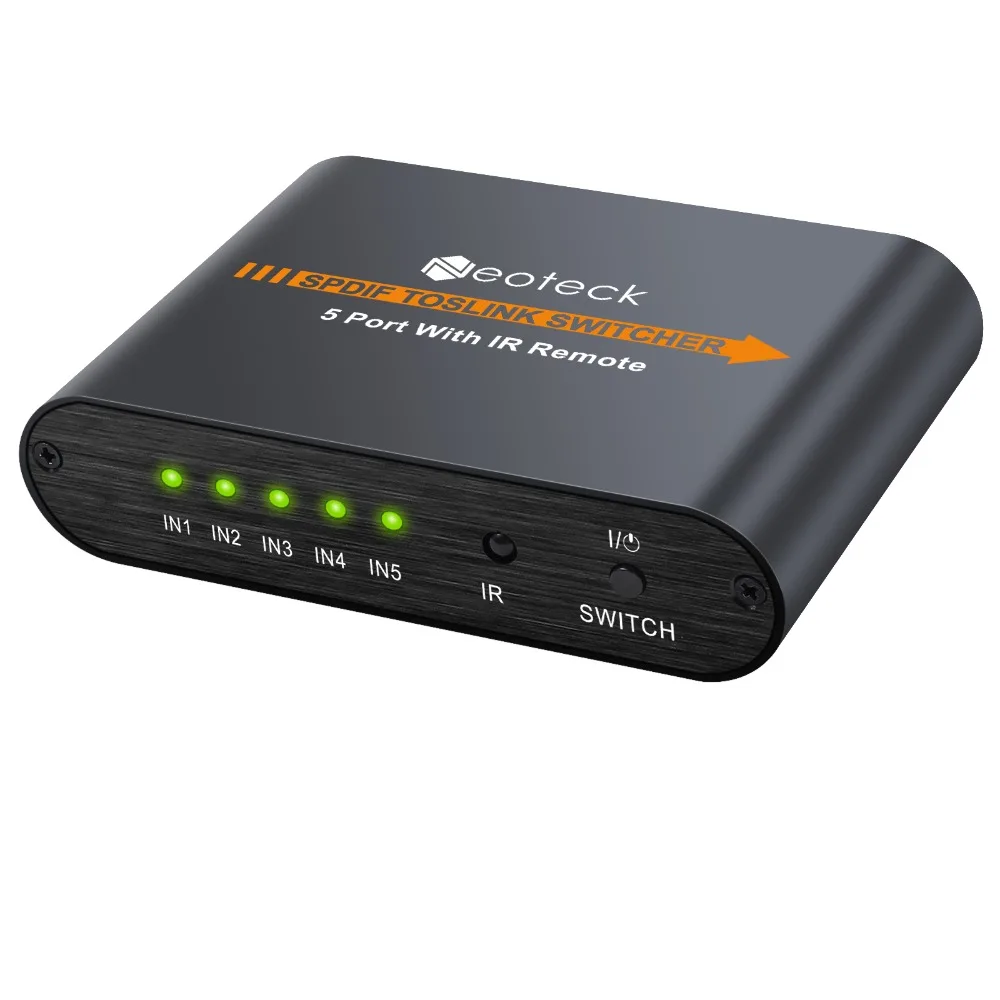 Proster 5x1 Цифровой оптический аудио коммутатор SPDIF/Toslink коммутатор 5x1 с ИК-пультом дистанционного управления оптический TosLink вход для AV усилителя