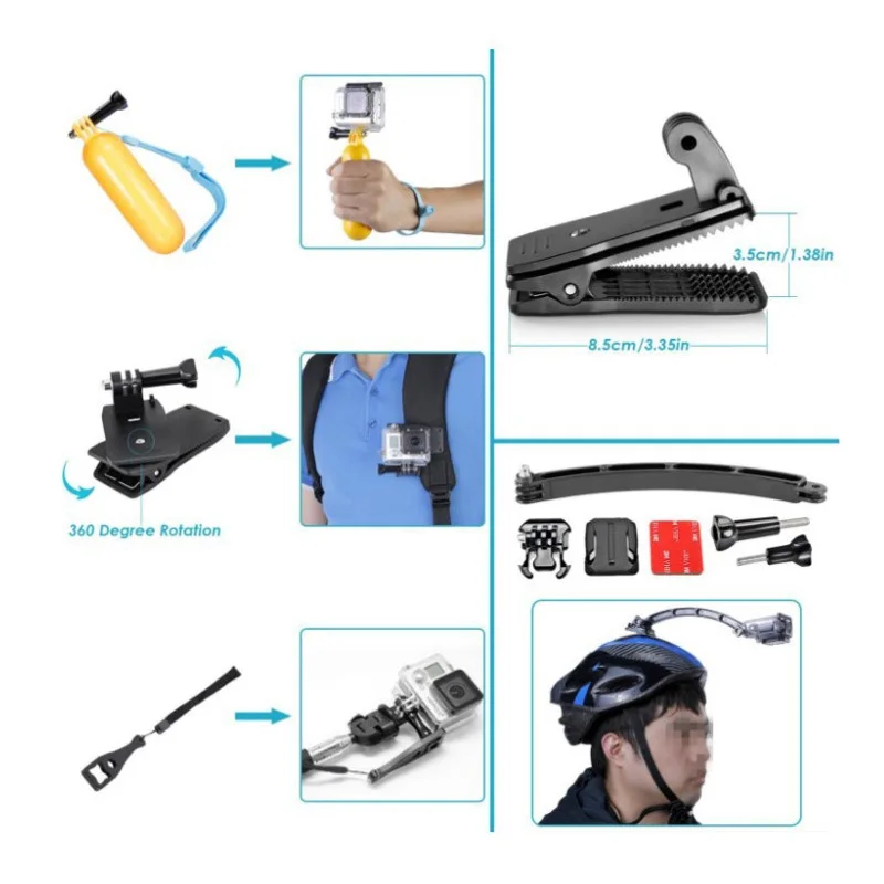 Аксессуары для экшн камеры GoPro Hero 7 6 5 4 Black крепление Xiaomi Yi 4K Lite 2 SJCAM SJ7 Eken H9 Go Pro