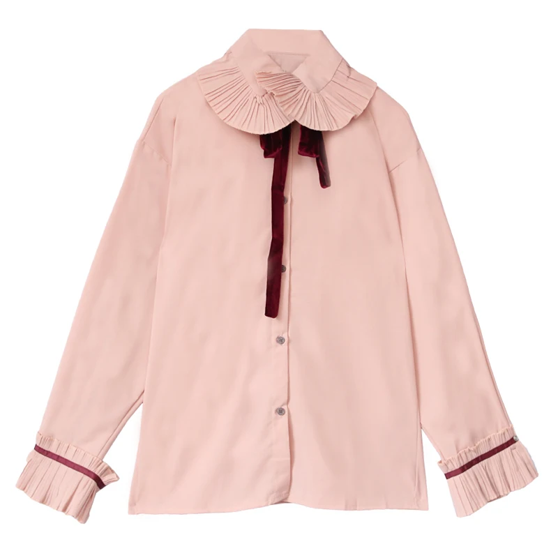 

Spring new institute wind horn sleeve bowknot han edition with female loose long-sleeved chiffon shirt shirt jacket
