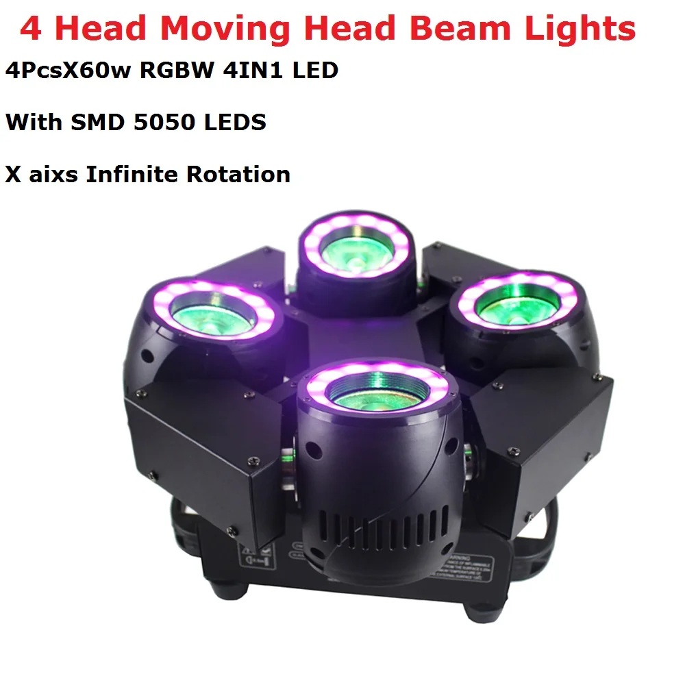 4X60W светодиодный светильник RGBW 4 в 1 моющийся s DMX512 с движущейся головкой SMD5050