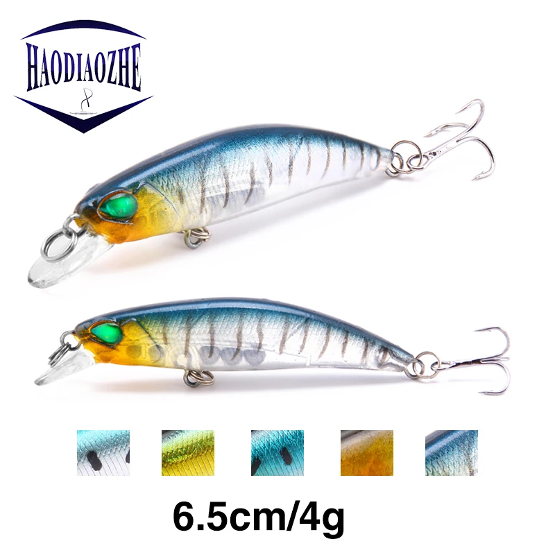HAODIAOZHE Minnow рыболовная приманка 6 5 см 4 г высокое качество 2 крючка для басов