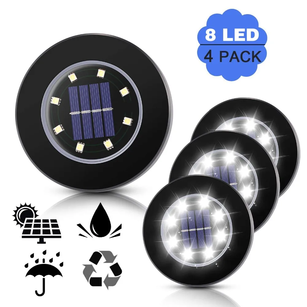 4 шт. 8LED солнечные садовые фонари Уличные водонепроницаемые солнечные грунтовый светильник тропинка настенная лампа для дома подъездная дорога газон дорога