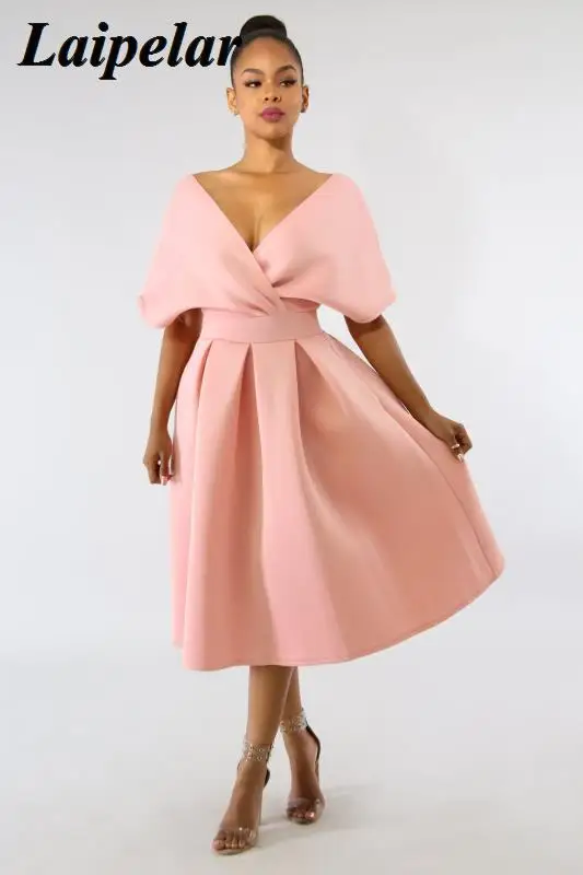 2021 summer dress robe sexy fashion v-neck short-sleeved party Laipelar | Женская одежда