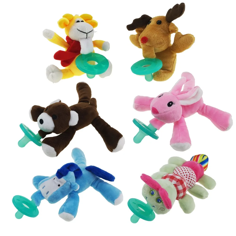 

7 animal choices for baby boys and girls dummy pacifier chain clip plush animal toy pacifier holder